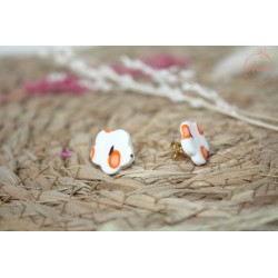 Puces d'oreille - abricot - blanche et orange