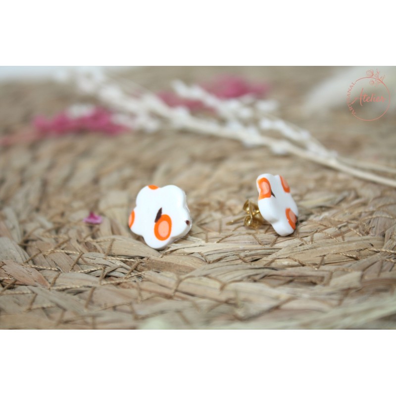 Puces d'oreille - abricot - blanche et orange