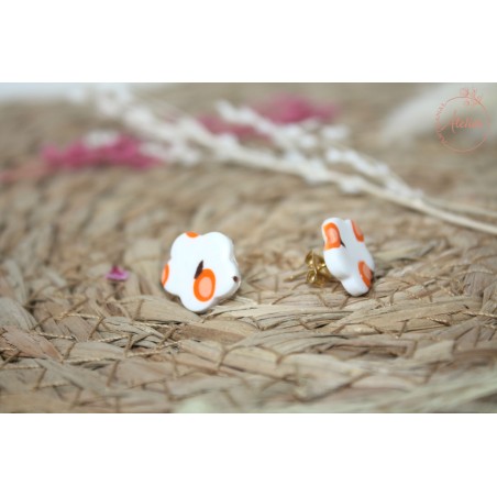 Puces d'oreille - abricot - blanche et orange