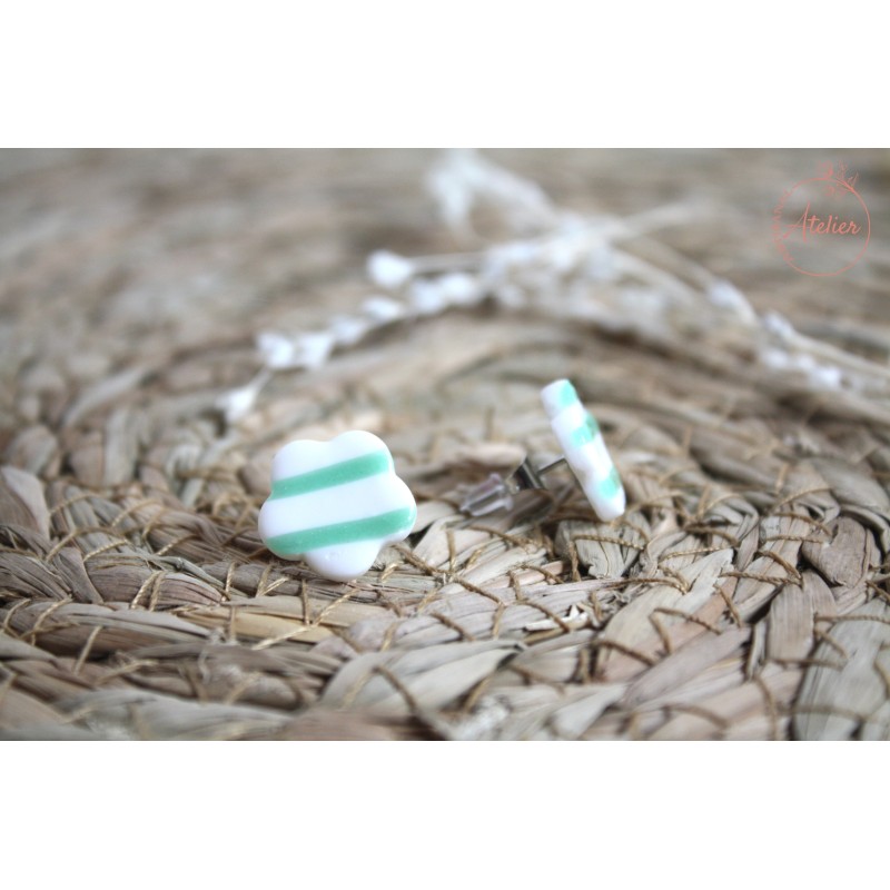 Puces d'oreille - marinière vert d'eau