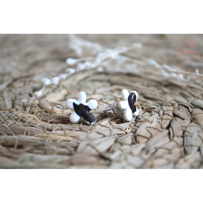 Puces d'oreille - léopard - noir et blanc