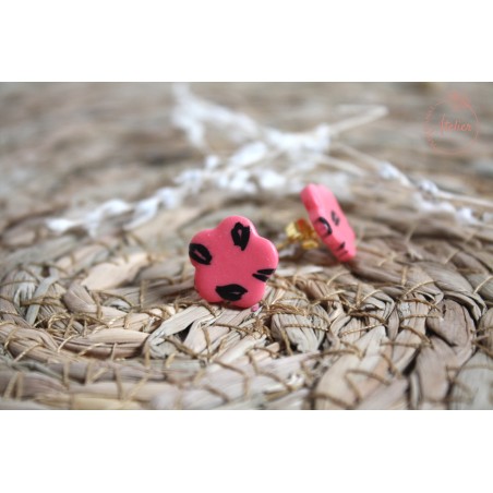 Puces d'oreille - léopard - rose