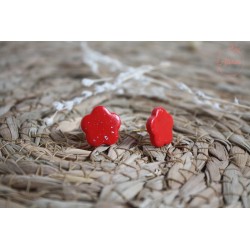 Puces d'oreille - pailletée rouge