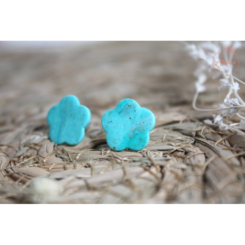 Puces d'oreille - bleu paillettes