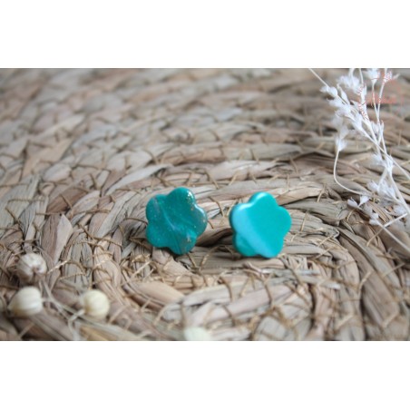 Puces d'oreille - marbrée bleu paillettes