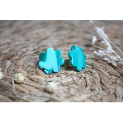 Puces d'oreille - marbrée vert et bleu