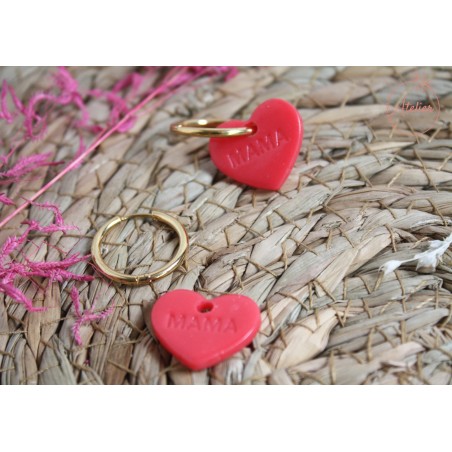 PACK créoles + pampilles cœur roses MAMA