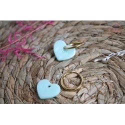 PACK créoles + pampilles cœur MOM bleu ciel