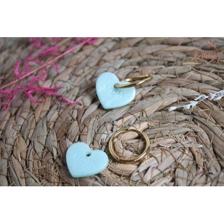 PACK créoles + pampilles cœur MOM bleu ciel