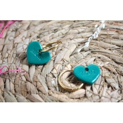 PACK créoles + pampilles cœur bleu canard MOM