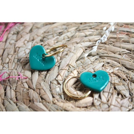 PACK créoles + pampilles cœur bleu canard MOM