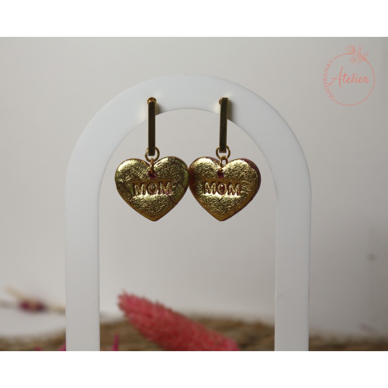 Boucles d'oreille pendantes MOM - or