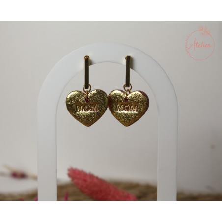 Boucles d'oreille pendantes MOM - or