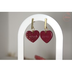 Boucles d'oreille pendantes MOM - Mauve et or