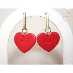 Boucles d'oreille pendantes MOM - roses