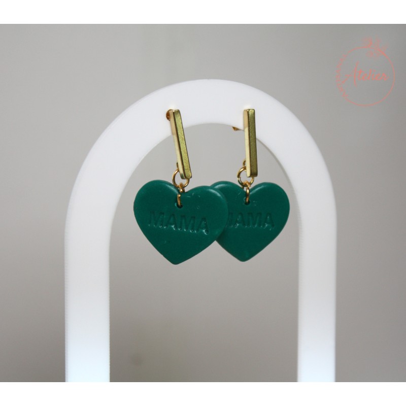 Boucles d'oreille pendantes MOM - bleu canard