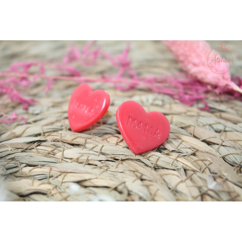 Puces d'oreille roses MAMA