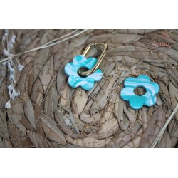 Lucie - Bleu marbré blanc texturé