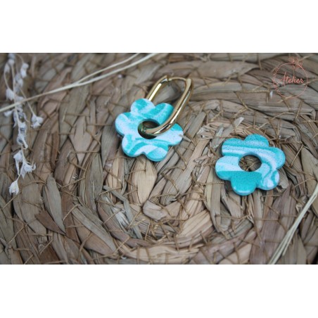 Lucie - Bleu marbré blanc texturé