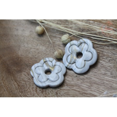 Léna - Blanc gris et or marbré