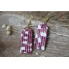 Boucles d'oreille pendantes - Arc mauve blanc et or