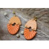 Boucles d'oreille pendantes - Bi couleur orange texturé