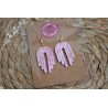 Boucles d'oreille pendantes - Arc escalier rose pailletté