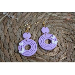 Boucles d'oreille pendantes - Mauve papillons