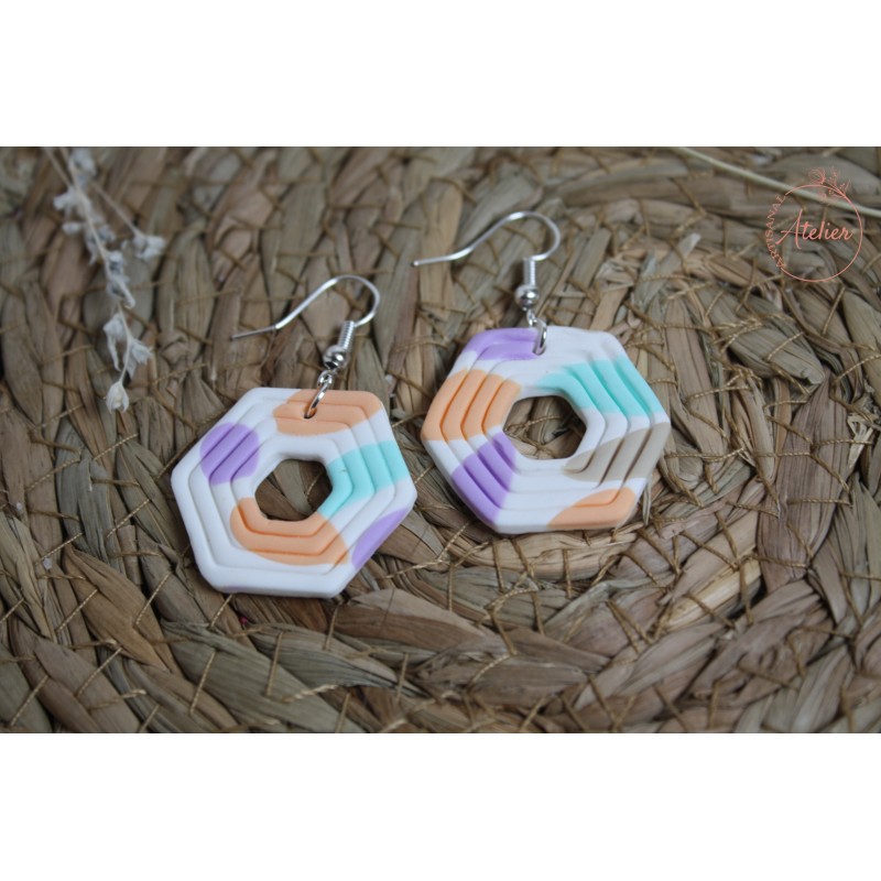 Boucles d'oreille pendantes - Rondes confettis