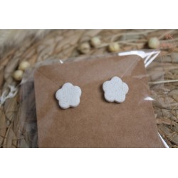 Puces d'oreille - Blanc texturé et or