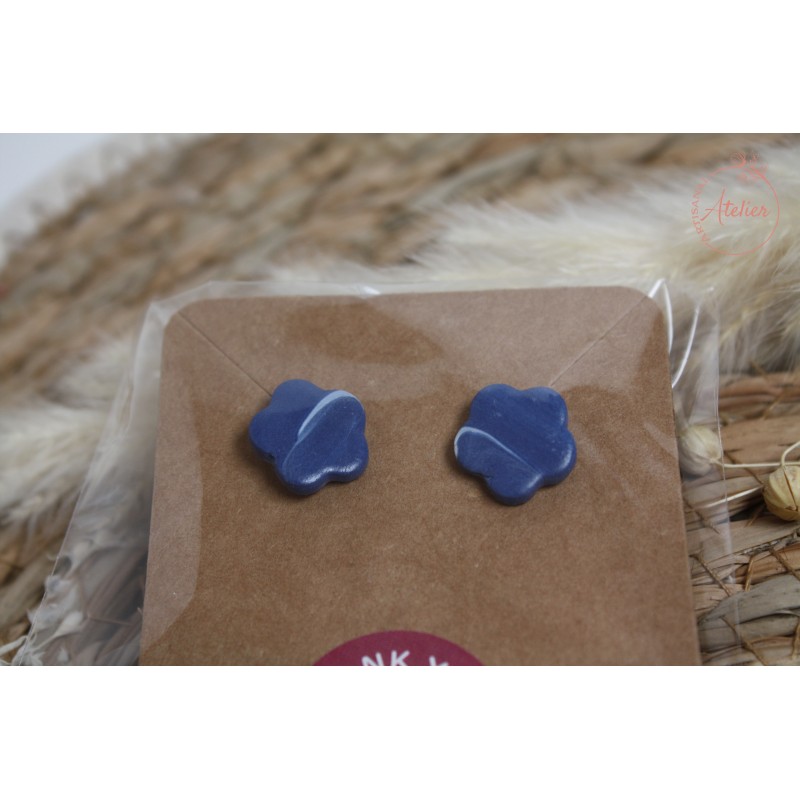 Puces d'oreille - Bleu marbré blanc