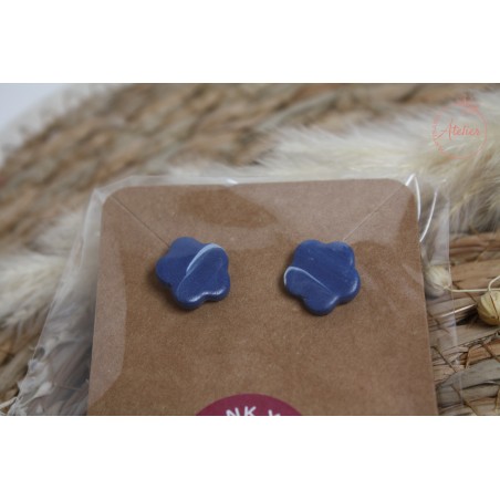 Puces d'oreille - Bleu marbré blanc
