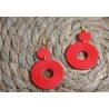 Boucles d'oreille pendantes - Rondes rouge
