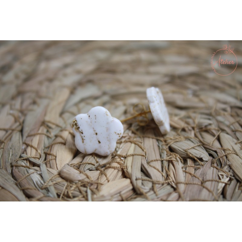 Puces d'oreille - Blanc et or
